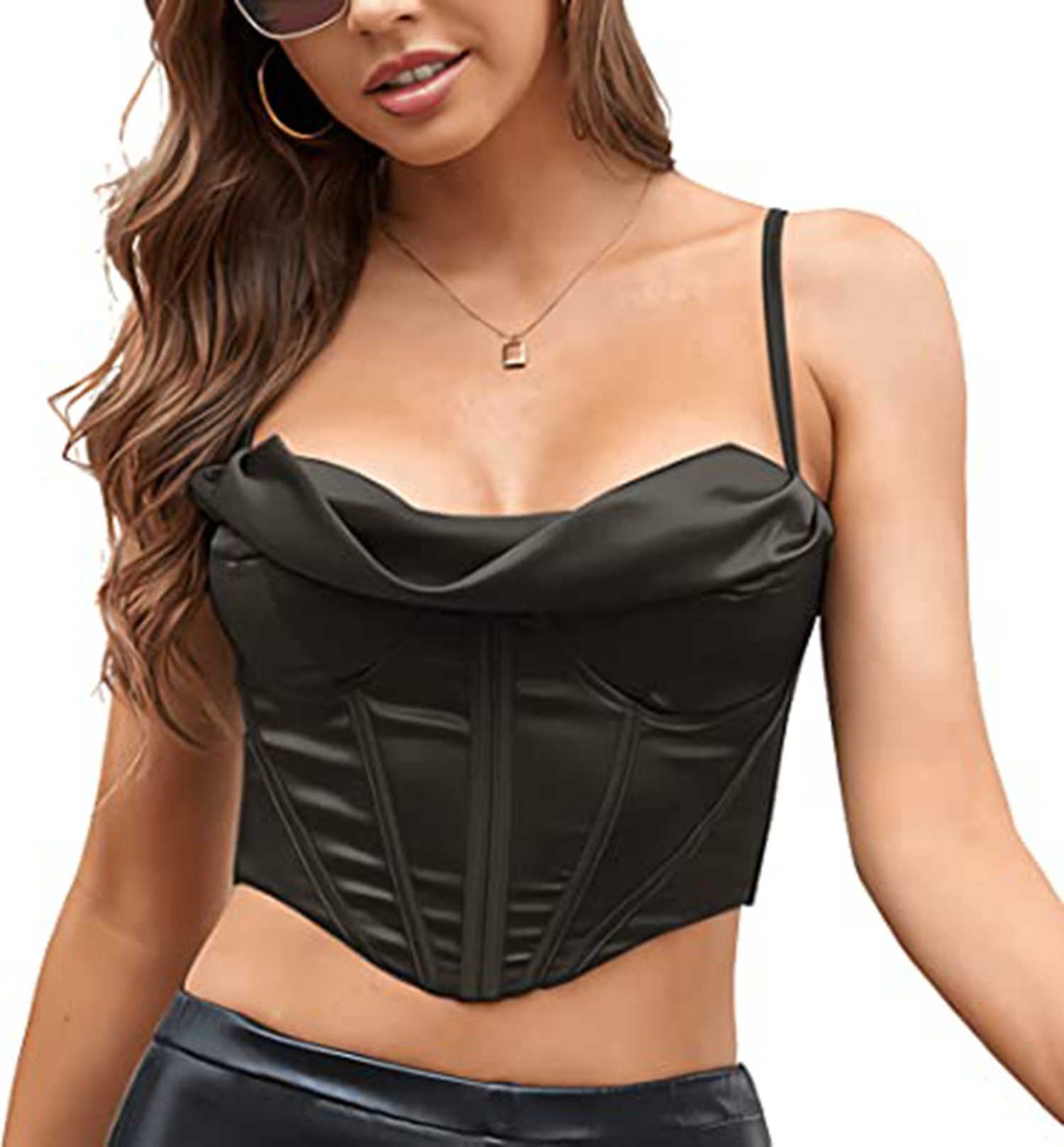 Women Summer Sexy Boned Bustie Backless Zipper Padded 2Layer Crop Corset